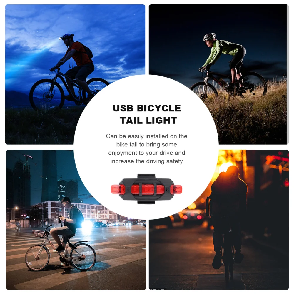 Waterproof USB Rechargeable 4 Modes High Brightness LED Rear Tail Light Back Lamp (Red) |