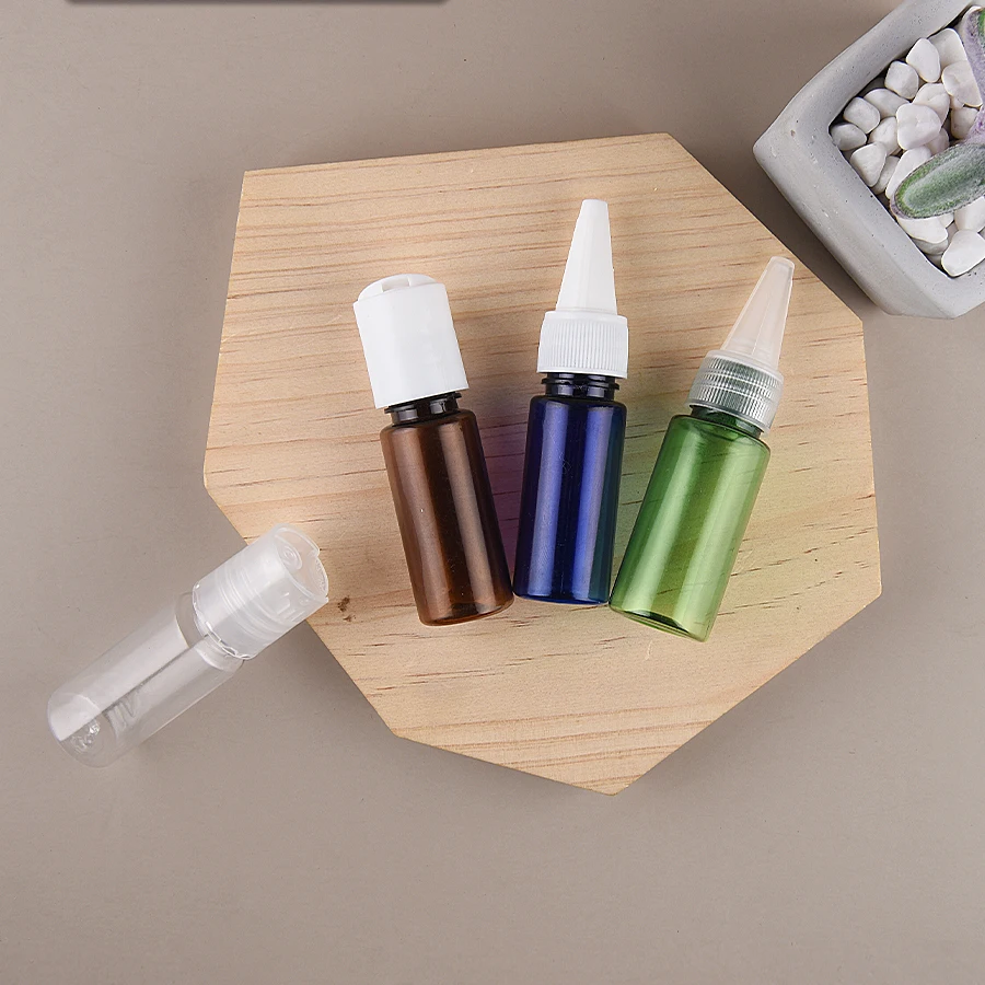 

100pcs 15ml Empty Mini Travel plastic bottles with pointed mouth caps,Disc cap jam bottle containers with lid,shower gel