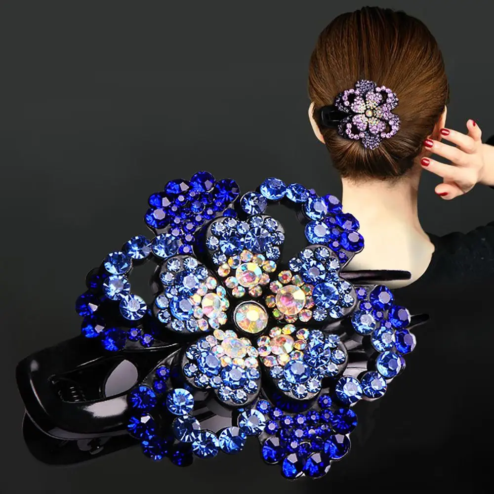 

1 шт. стразы цветок Утконос зажим для волос винтажные блестящие Заколки для женщин девочек заколка для конского хвоста головной убор аксесс...