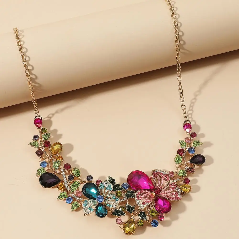 Богемное роскошное свадебное ожерелье с цветами животными кристаллами