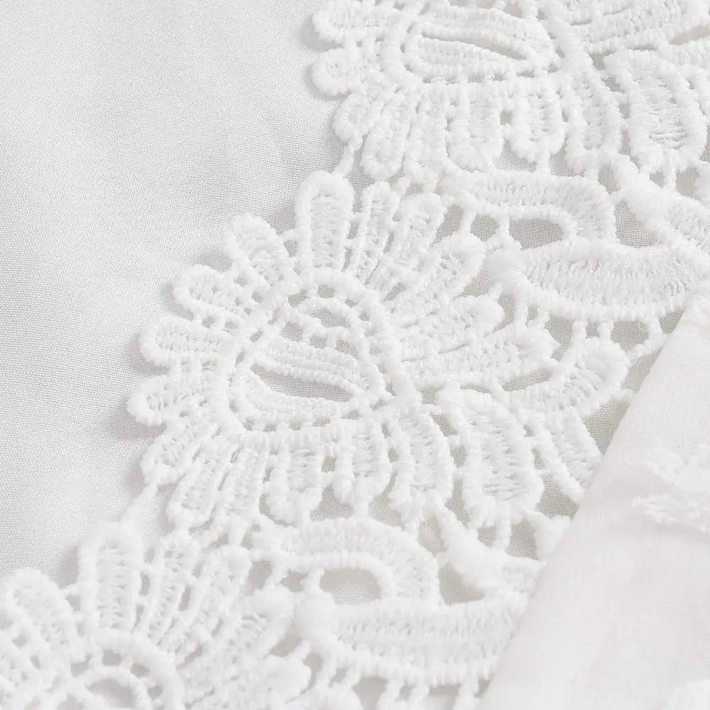 Женская блузка с длинным рукавом Белая Кружевная туника в стиле пэчворк весна 2021