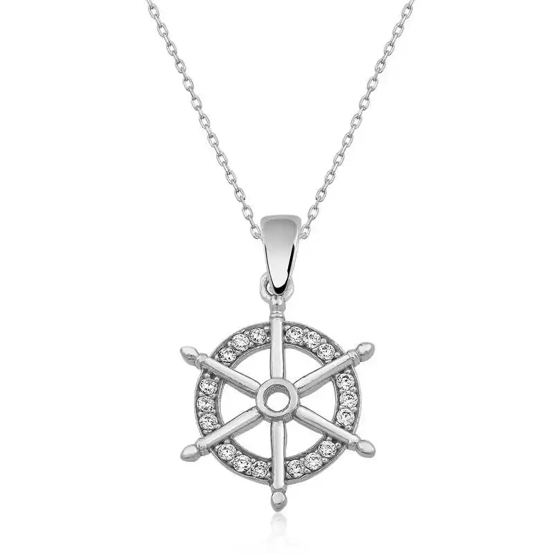 

Silverlina Silver Ship Rudder Necklace