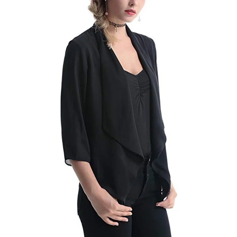 ZOGAA 2019 Брендовые женские сплошные блейзеры шифоновые тонкие короткие пальто