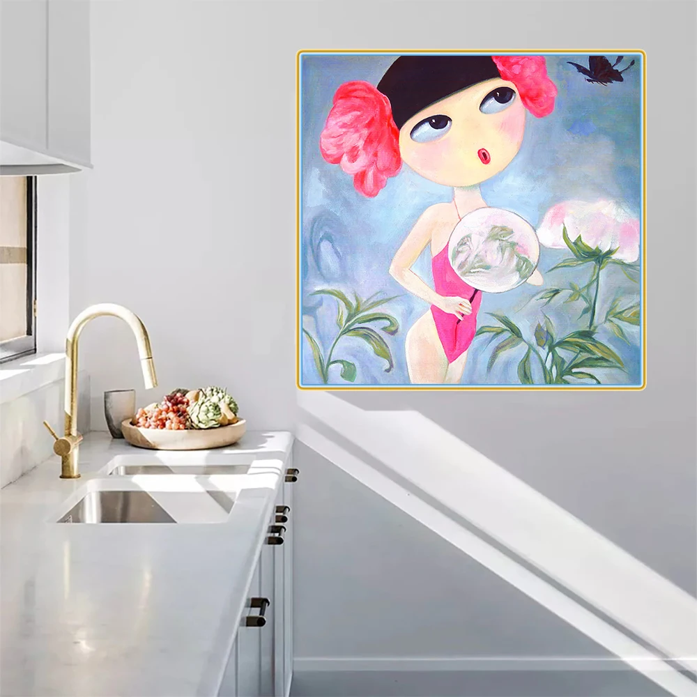 

Citon Chinese style elegant beauty Canvas Modern Art Oil Painting Famous Artwork Poster Picture Wall Decor Home Decoration