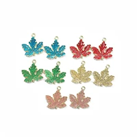 10pcslot mixed cartoon maple leaves enamel charms beads for jewelry making diy pendant necklace bracelet accessaries
