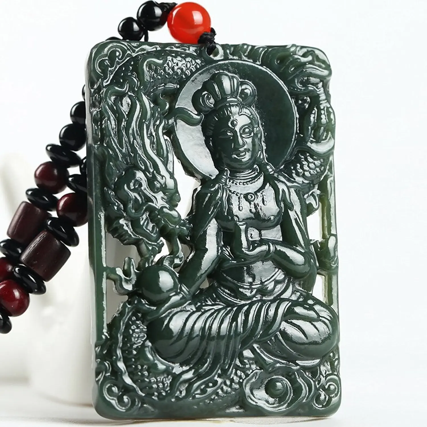 LETSFUN Изящные Ювелирные изделия чисто натуральный зеленый нефрит Дракон