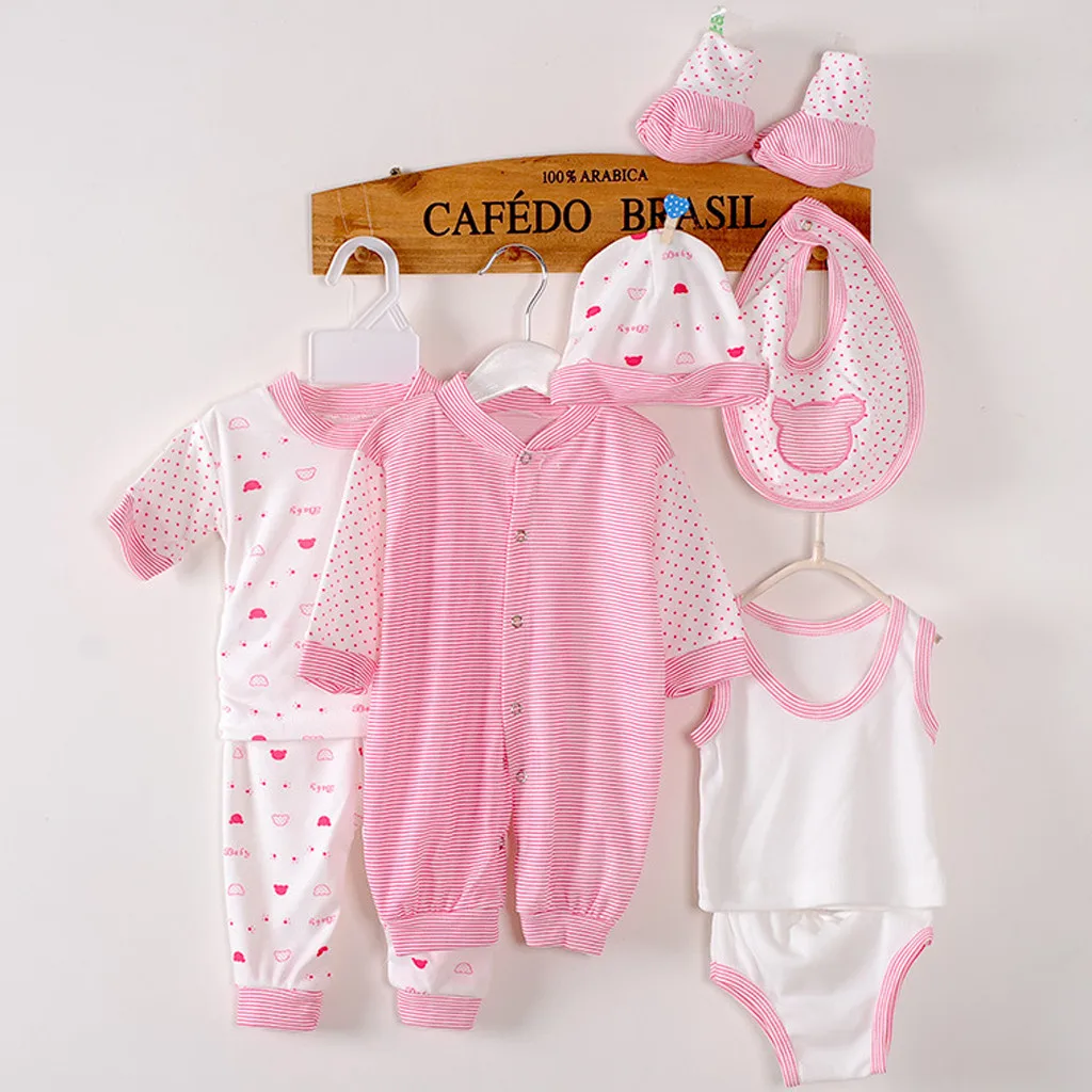 

Baby Kids Clothing Sets 8pcs Newborn Baby Boy Girl Tops+hat+pants +bib+sock Shose+romper Outfits Set деская дежда Ropa Teens