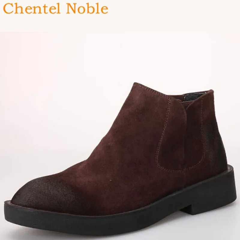 Мужские замшевые ботинки без застежки черные коричневые или серые Брендовые