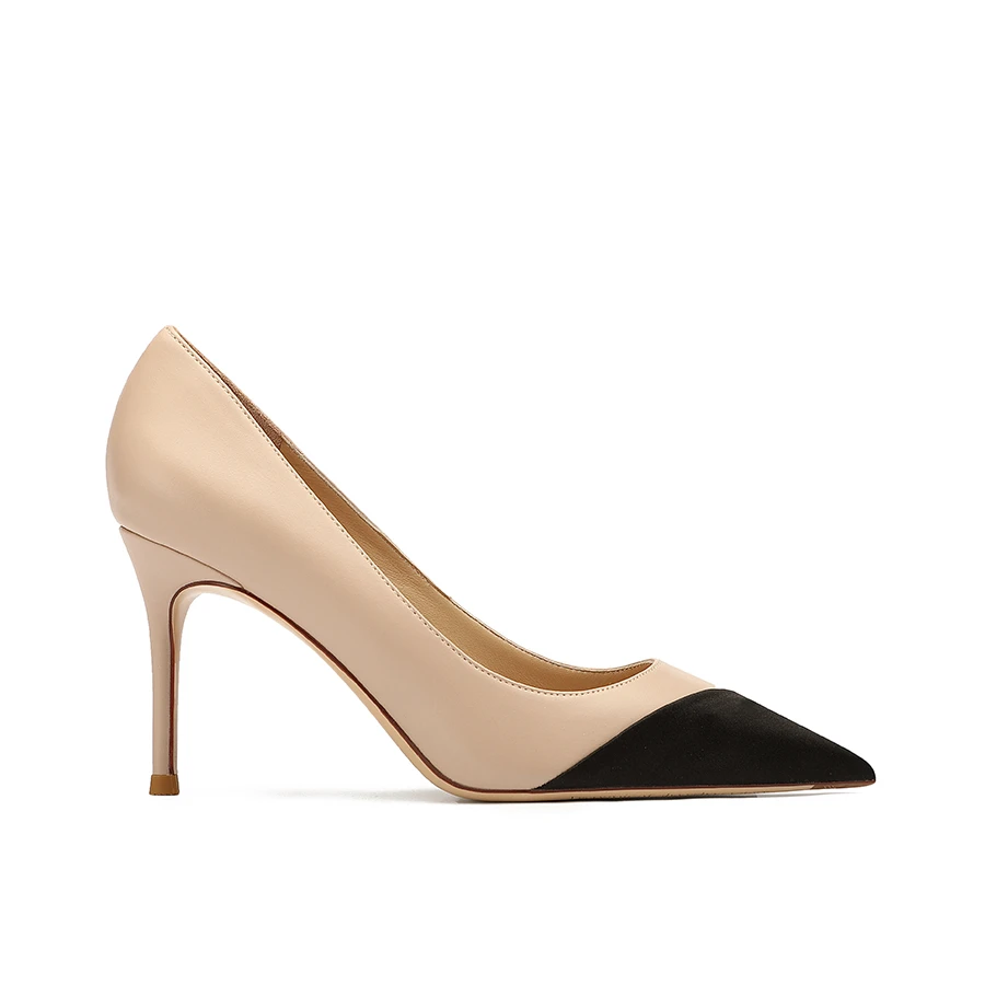 

Wruchee dress shoes high heels shoes woman working shoes 8cm 10cm 12cm patchwork suede black big size 42