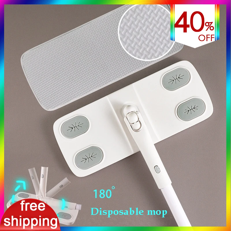 

One Time Floor Cleaning Flexible Mops No Wash 100 Mop Heads Household Cleaning Spin Flat Mop Home Cleaning Rags Home Supplies