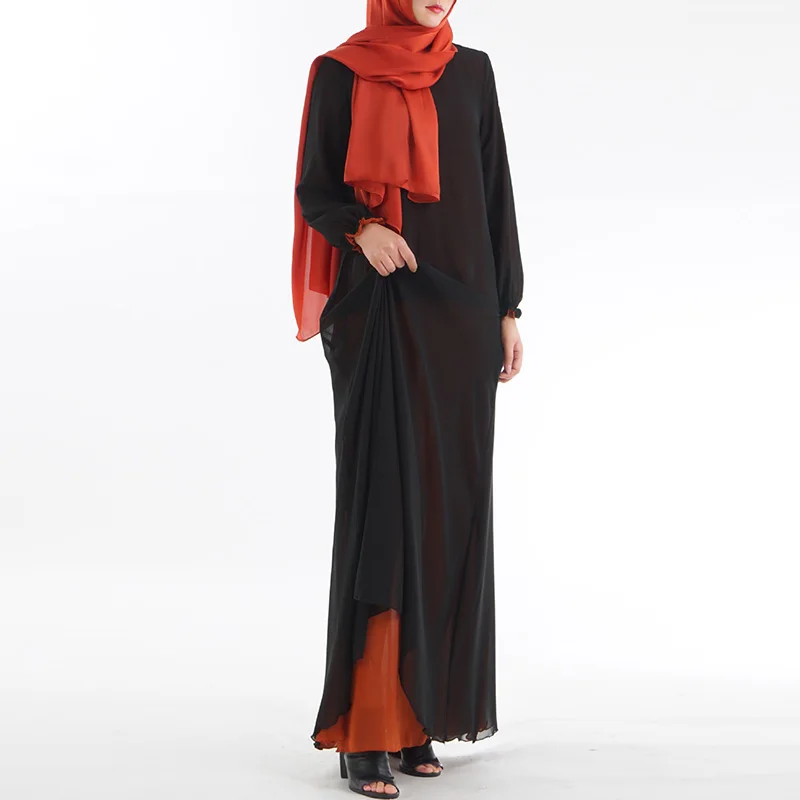 

Muslim Abaya Pakistani Clothing Dress High-density Chiffon Double-sided Wear Basic Long Skirt Ms Ethnic Style Arabian Dubai Robe