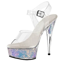 20cm glitter flashfish scale bride high stripper heels platform sandals pole dance shoes sexy fetish party women nightclub model