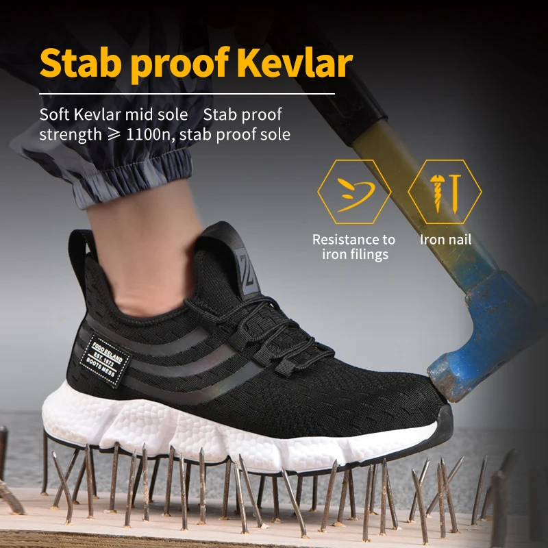 New Exhibition Men Safety Shoes Anti-puncture Work Boots Anti-smash Safety Sneakers Men's Outdoor Breathable Mesh Steel Toe Shoe
