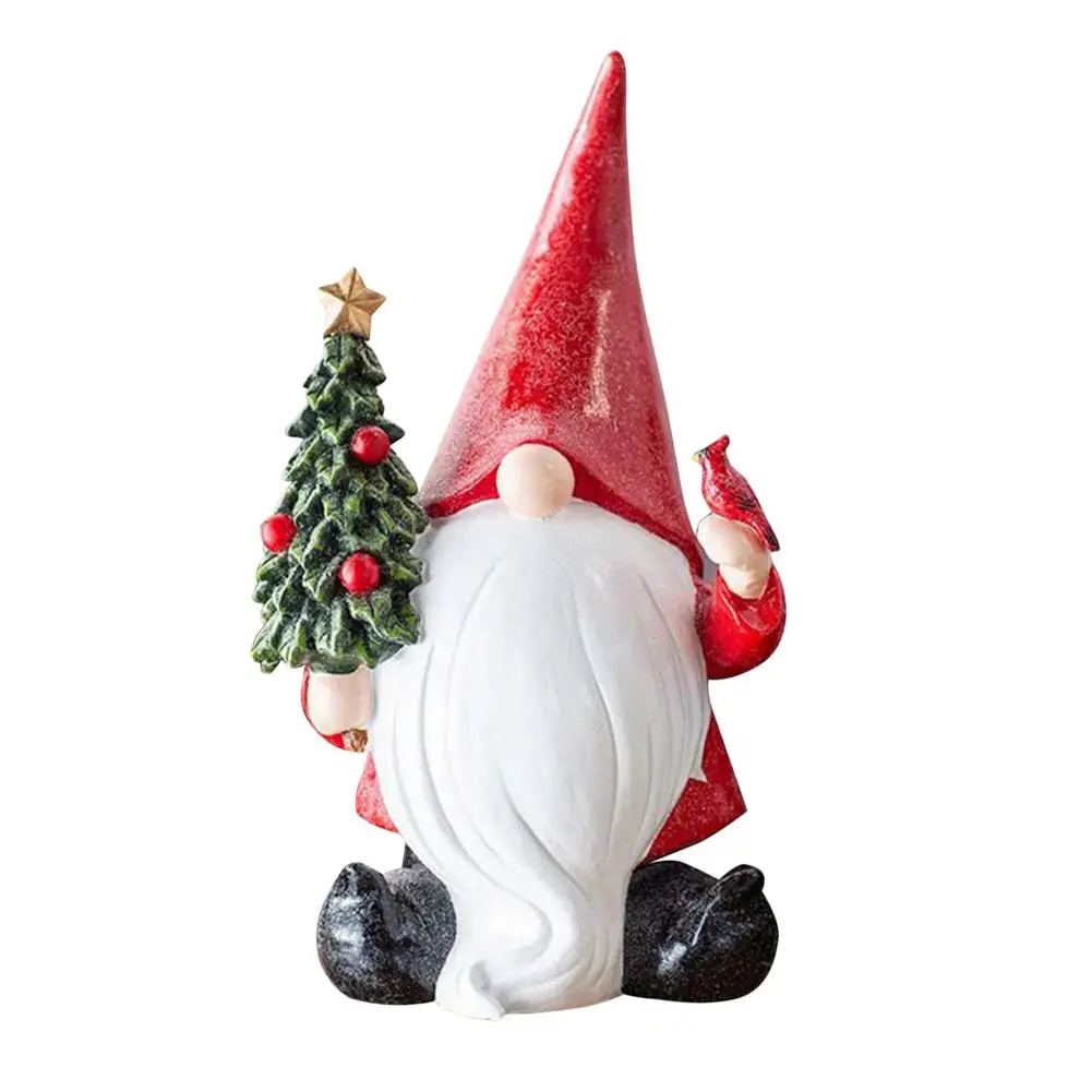 

Christmas Garden Gnome Statue Resin Funny Gnome Figurines Hold Christmas Tree Christmas Dwarf Decoration For Patio Yard Lawn P
