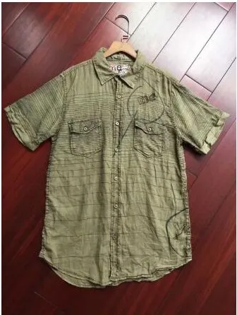 1 Deg espanhol Na Moda algodao-linho Curto-de mangas compridas Camisa dos homens - Цвет: 1