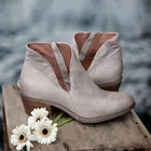 Женские ботинки на среднем каблуке, повседневная обувь для женщин, ботильоны с острым носком, однотонные женские короткие ботинки на молнии в стиле ретро, 2021