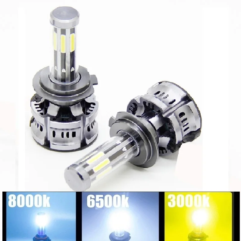 

1 комплект Автомобильные светодиодные фары 80 Вт 360 ° яркий plug and play 8 стороны h7 h11 9005 9006 H4 Светодиодная лампа для фары
