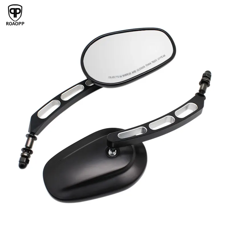 

ROAOPP 1 Pair 8mm Motorcycle Mirrors Black Side Rearview Mirror Aluminum Moto Motorcycle Mirror for Universal Harley Davidson