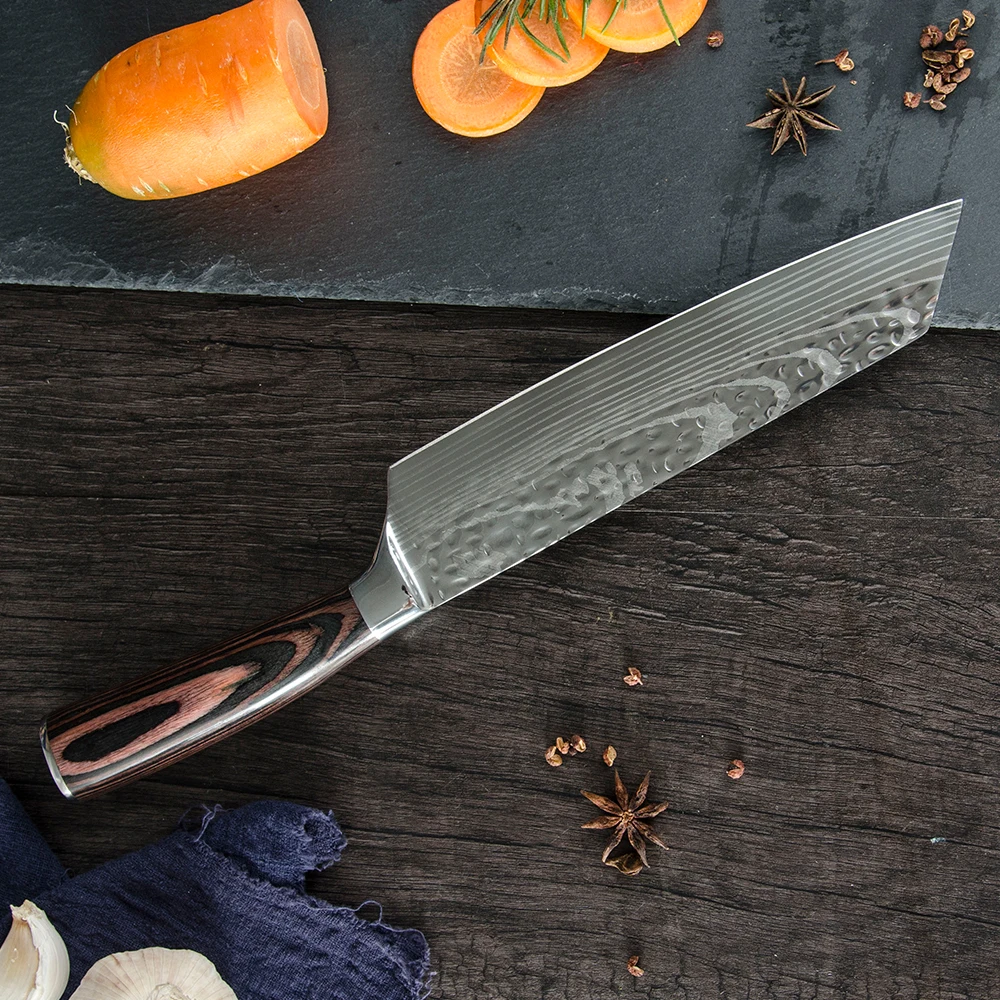 Damask Kitchen Knife 8 inch Forged Hammer Slicing 4cr13 Stainless Steel Japanese Knives Utility Cooking | Дом и сад