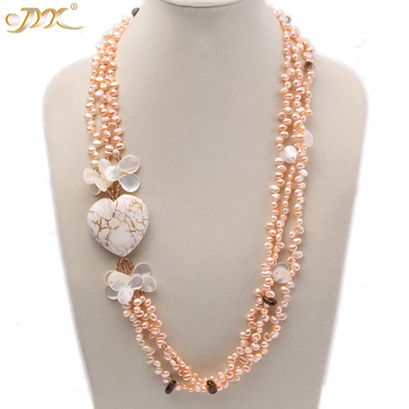 

JYX 618 распродажа красивое Стильное ожерелье из натурального розового пресноводного жемчуга 8*9 мм белая бирюза 27 дюймов сомокки кварц для жен...