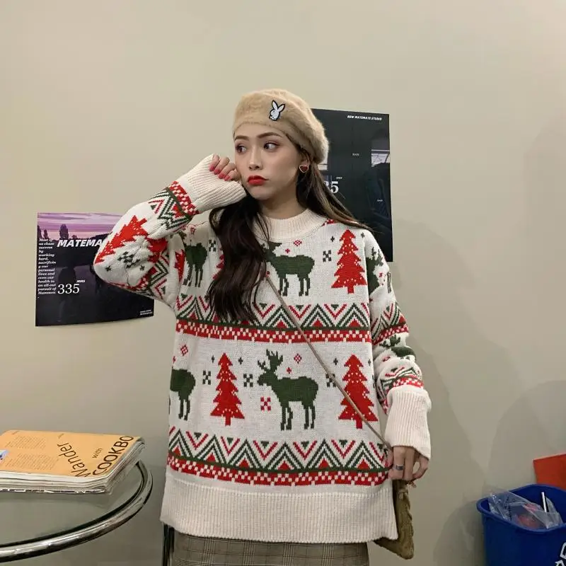 

BETHQUENOY O-Neck 2020 Christmas Clothes Sweaters Ladies Tops Sweater Damski Pull Femme Truien Dames Frau Pullover Invierno Top