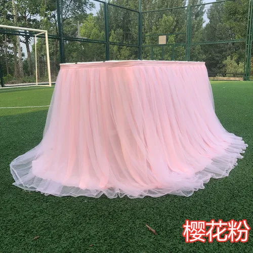 Champagne pink 1 м разноцветный тюль, юбка-пачка для стола, фатиновая посуда для свадебного украшения, для вечеринки в честь рождения ребенка, вечерние, свадебные, домашний текстиль, для дня рождения - Цвет: Champagne pink