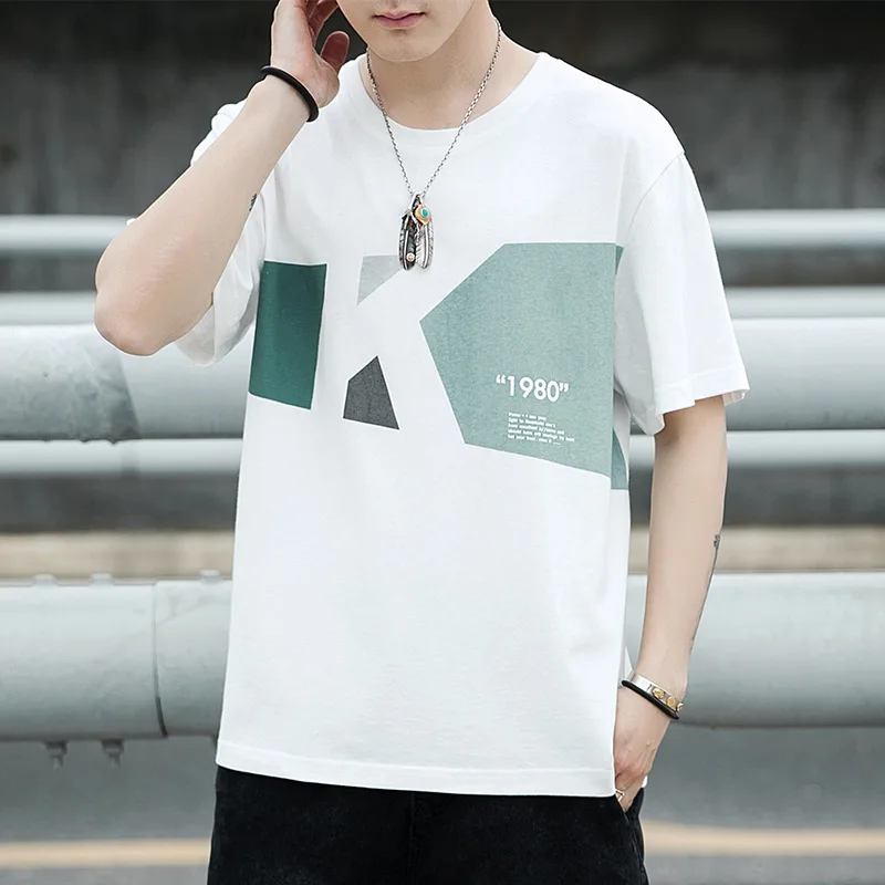 

Cotton short sleeve men's 2021 new fashion brand t-shirt men's fashion summer half sleeve bottom shirt men's comfortable men's