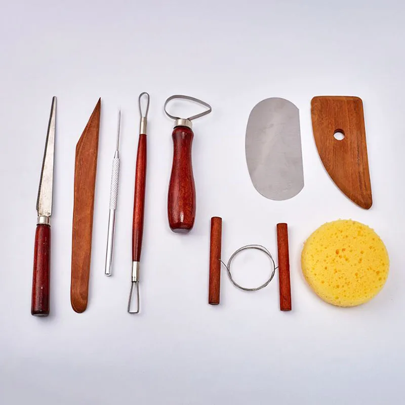 

9pcs Red Clay Sculpting Kit Sculpt Smoothing Wax Carving Pottery Ceramic Tools Polymer Shapers Modeling Carved Tool Perfect