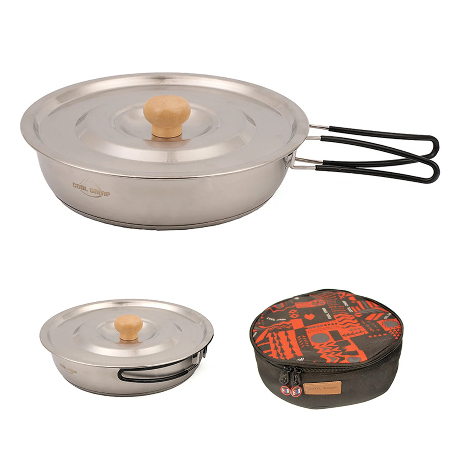 

Portable Frying Pan Stainless Steel Egg Pancake Cooking Pan Home Kitchen Outdoor Lightweight Picnic BBQ Skillet