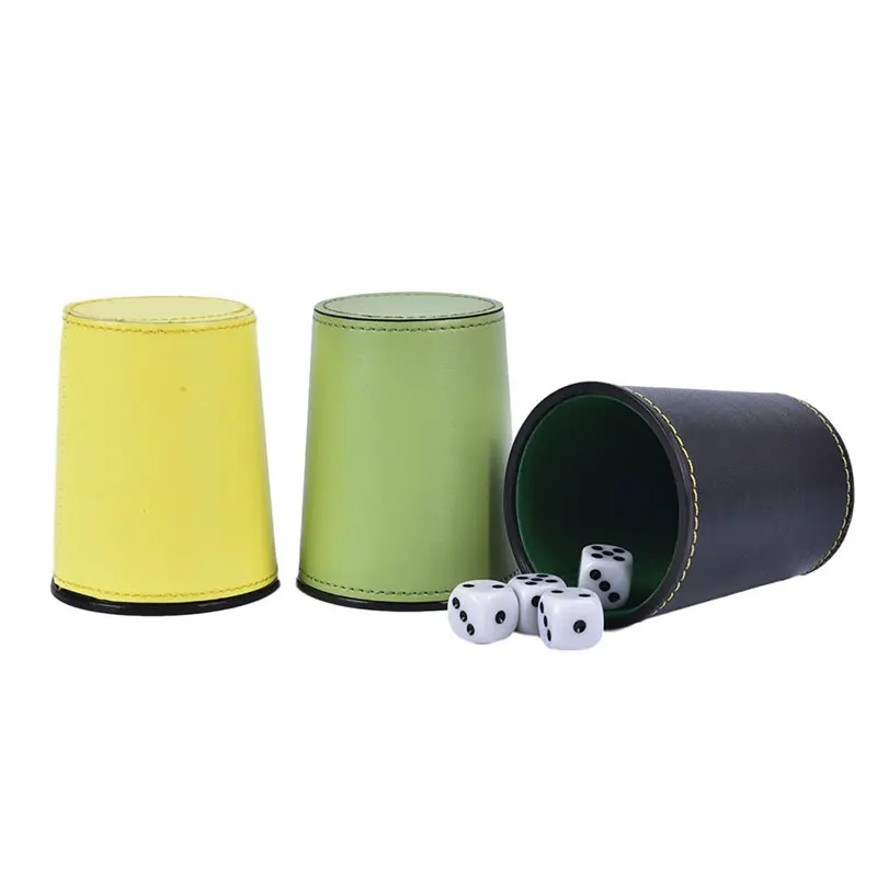 

PU Leather Flannel Dice Cup Bar KTV Entertainment Dice Cup With 5pcs Dices Dobbelstenen Cup