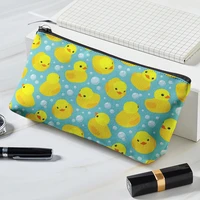 lovely womens cosmetic bag cartoon little yellow duck makeup case zipper make up organizer storage pouch toiletry wash bags