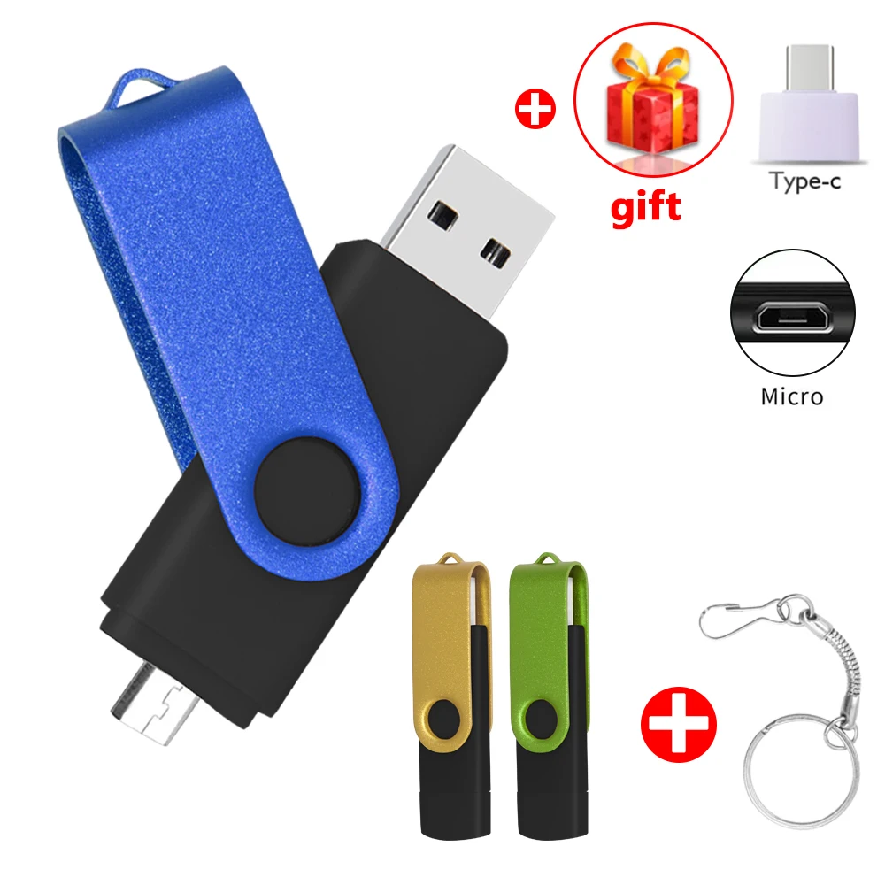 

High Speed 3 IN 1 OTG USB 2.0 Pendrive 256GB 128Gb 64gb 32gb 16gb 4g USB Flash Drive usb stick metal pen drive for Android phone