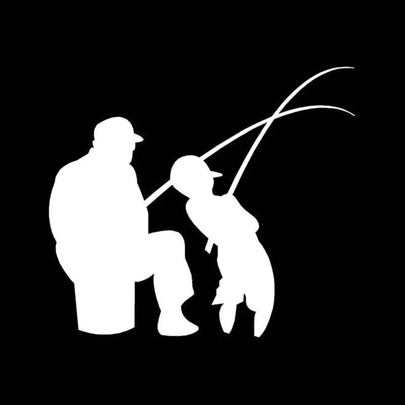 

Car Sticker Motorcycle Bumper Trunk Laptop Window Decals Vinyl Car Styling Decoration 15cmx14cm Dad accompanies the boy to fish