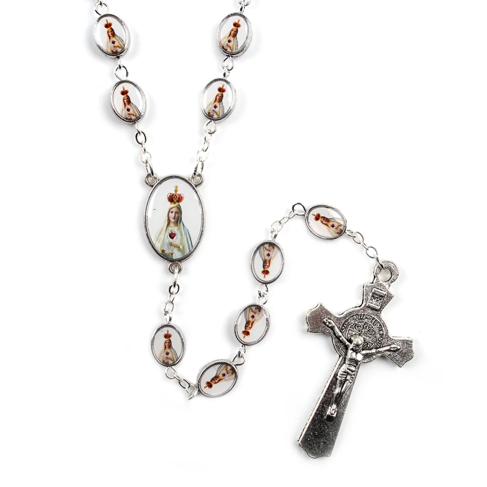 Ожерелье нашей леди Фатимы овальные бусы из сплава католические четки для женщин