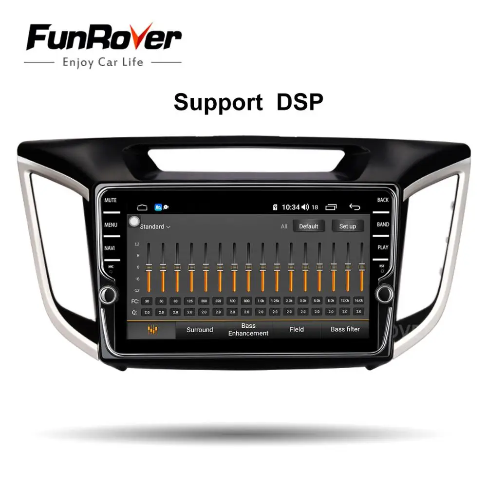 Funrover android9.0 2 din Автомобильный мультимедийный плеер dvd raido для Hyundai IX25 Creta gps