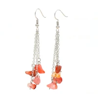 fyjs unique silver plated link chain carnelian small stones dangle earrings for anniversary jewelry