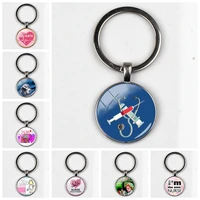 new home nurse stethoscope syringe picture key chain glass convex dome pendant men and women fashion charm keychain diy jewelry