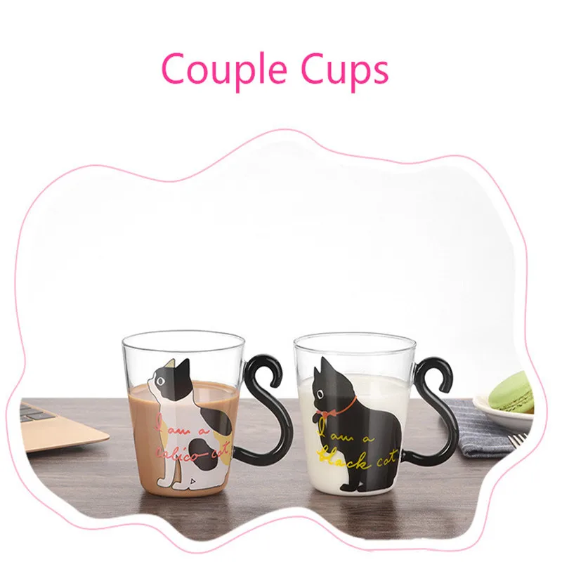 Милая креативная стеклянная кружка с котом чашка для чая молока и кофе