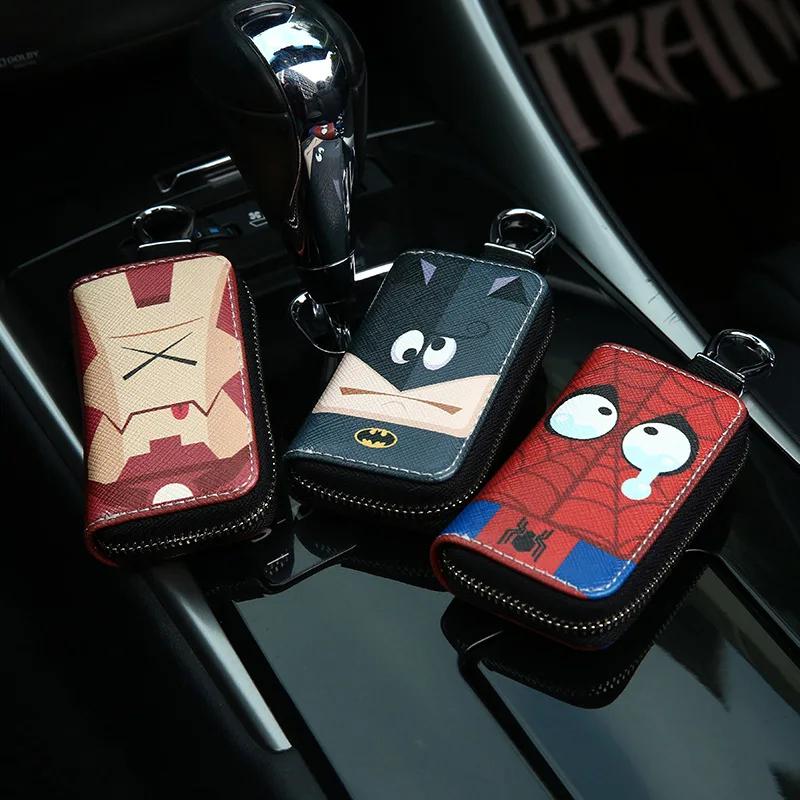 

Key Case For Car Super Hero Key Case Cover PU Leather Car Key Bag Universal Car Keys Wallet Car Accessories