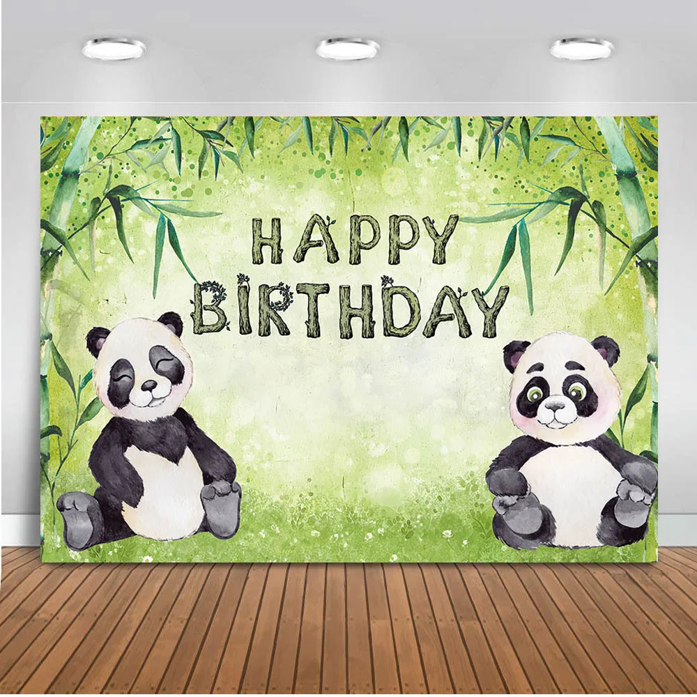 

Neoback Panda theme backdrop for photography happy birthday party decoration banner safari jungle background for photo 462