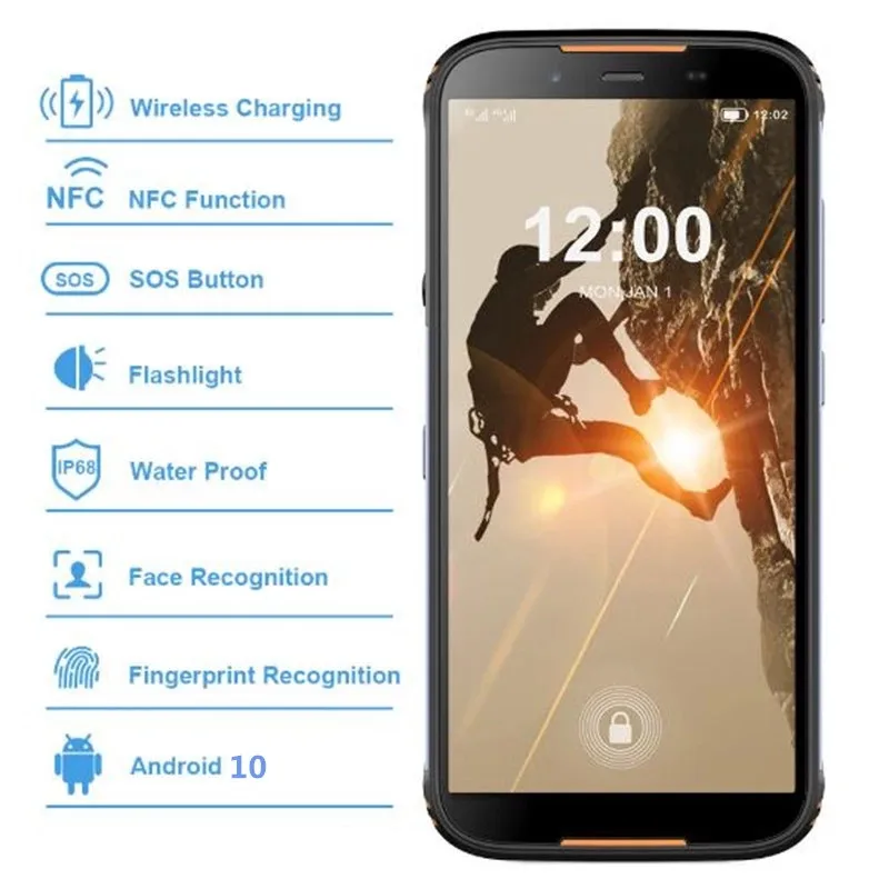

In Stock HOMTOM HT80 Android 10 IP68 Waterproof Smartphone 4G LTE 5.5" 18:9 HD+ MT6737 NFC Wireless Charger SOS Rugged Cellphone