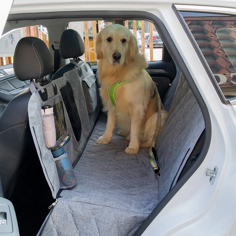 

100% Waterproof Dog Car Seat Covers, Dog Seat Cover with Side Flaps, Pet Seat Cover for Backseat - Gray, Hammock Convertible