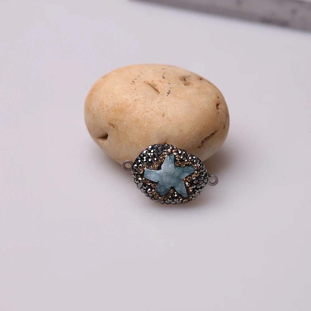 Друза с морской звездой разделительные бусины очарование из натурального камня