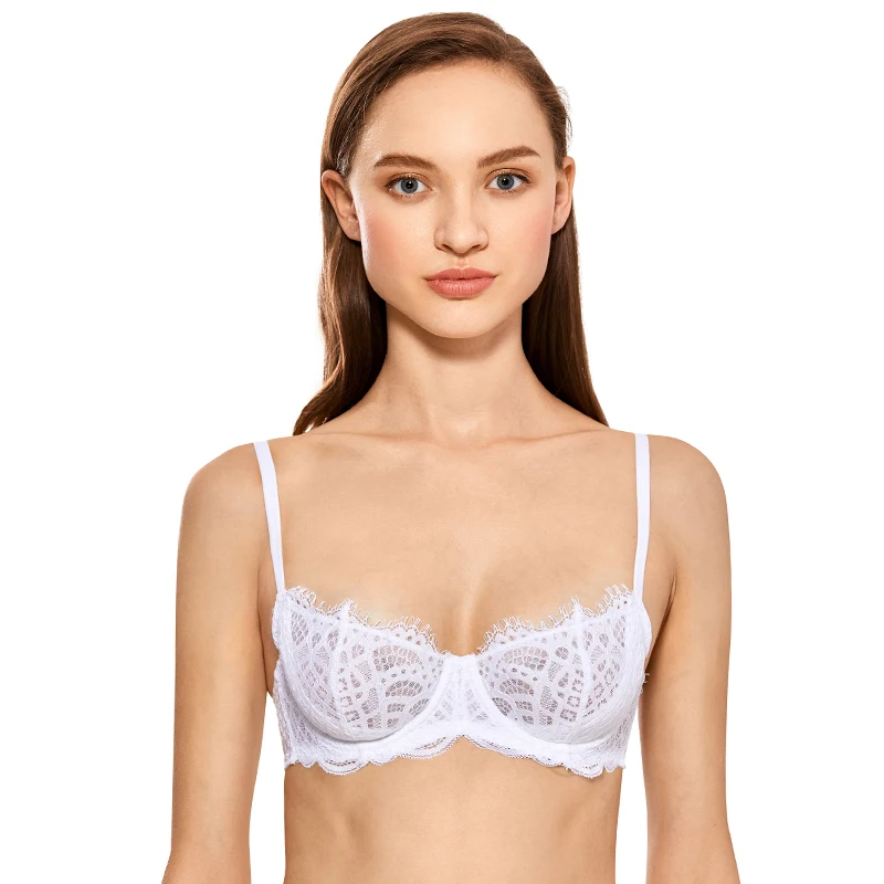 DOBREVA женские без подкладки Bralettes пуш-ап на косточках Поддержка бюстгальтер с кружевом размера плюс B C D DD E чашки - Цвет: White03