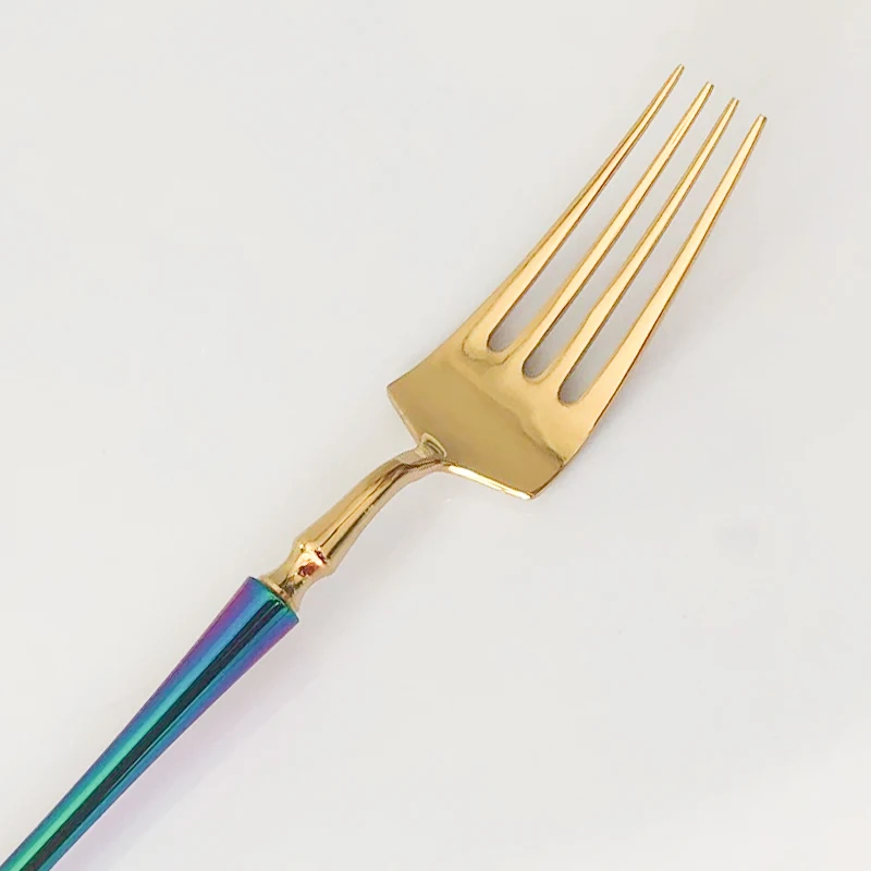 

Luxury Rainbow Cutlery Portable Stainless Steel Reusable Eco Friendly Dinner Set Cutlery Geschirr Set Dining Tableware DB60DC