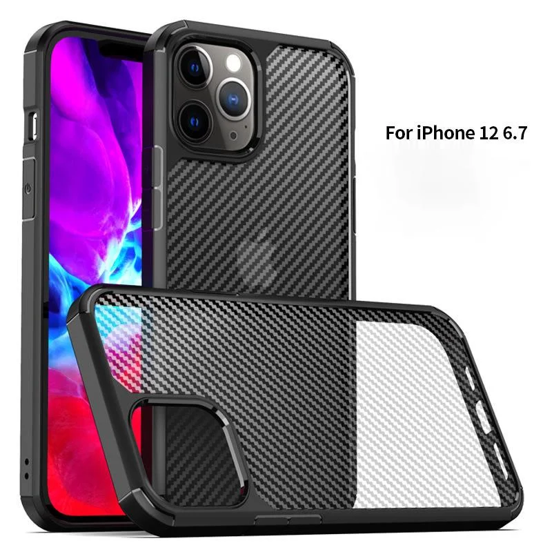 

New Anti-fall Mobile Phone Cases For Iphone11 12 12pro Non-slip Protective Carbon Fiber Frosted PC Case For Iphone 7 8 XR X XR