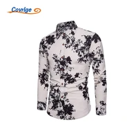 covrlge mens shirts casual light business printed flowers temperament high quality slim cotton long sleeve clothing mcl326