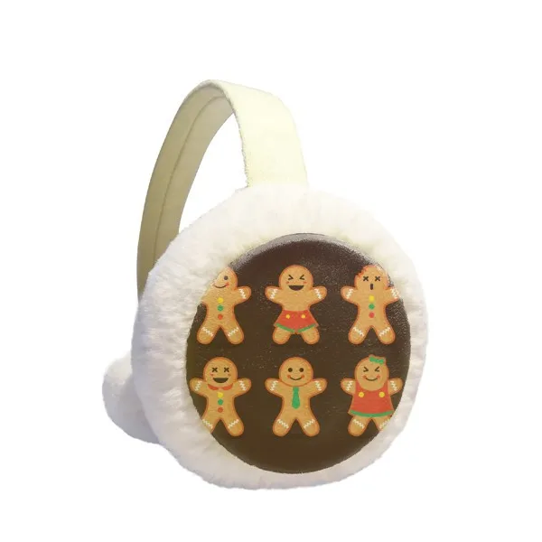 

Gingerbread Cookie Men Christmas Winter Earmuffs Ear Warmers Faux Fur Foldable Plush Outdoor Gift