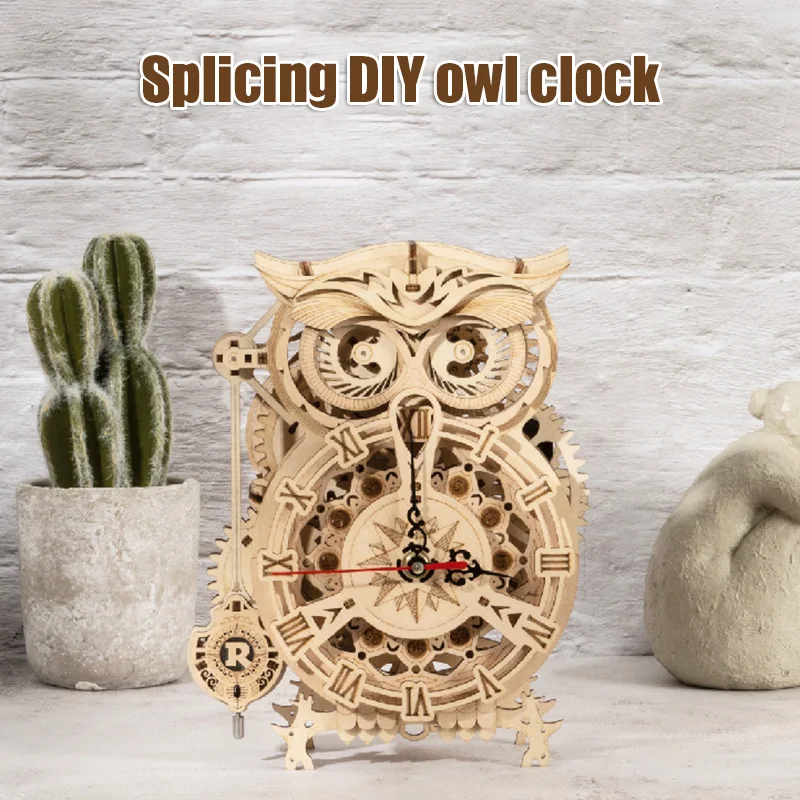 

3D Wooden Puzzle Clock Model Kits Gift For Adults & Teens Owl Clock B1