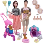Семейная комбинация на 5 человек 11,5 дюйма30 см, шарнирные Барби для беременных, куклы для мамыпапысынадевочкиДетские Рождественские игрушки, аксессуары
